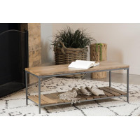 Coaster Furniture 914127 Accent Bench with Slat Shelf Natural and Gunmetal